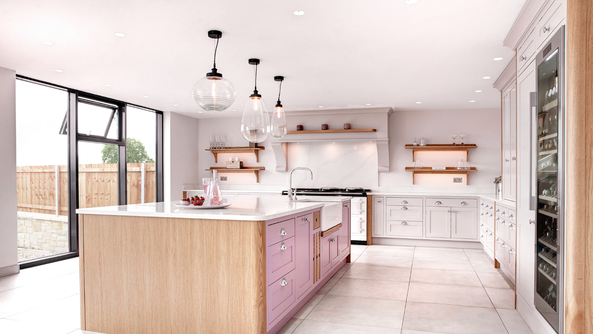 Pink shaker kitchen by Alexander Carrick